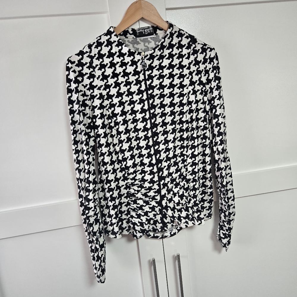 Joseph Ribkoff Houndstooth Stylish Zip Up (M-L)